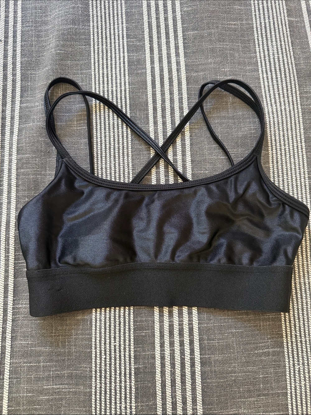 Black Strappy Sports Bralette with Crossback Support
